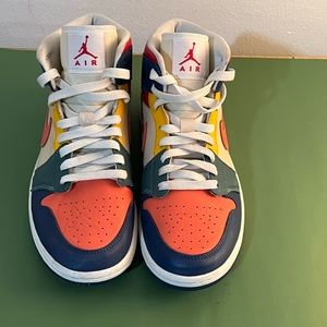 Air Jordan 1 Mid Multicolor Womens Athletic Lifestyle Shoes Summer size 9